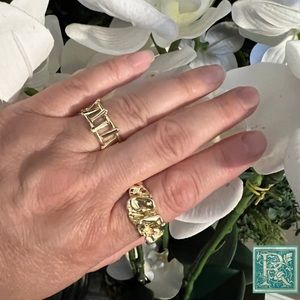 2 Piece Gold Alloy Fashion Ring Set
